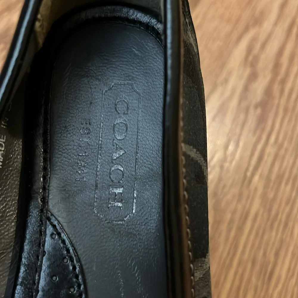 Coach Women's Black Signature Logo Mary Jane Shoes Leather and Canvas Joy Size 5 - Picture 11 of 15